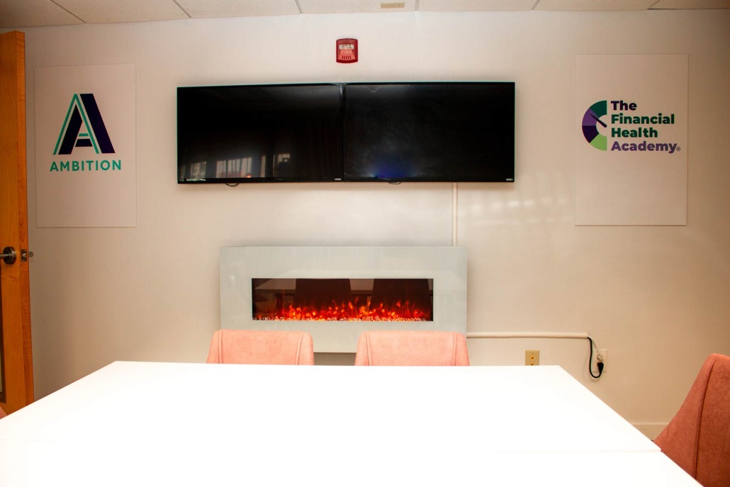 fireplace in coworking space